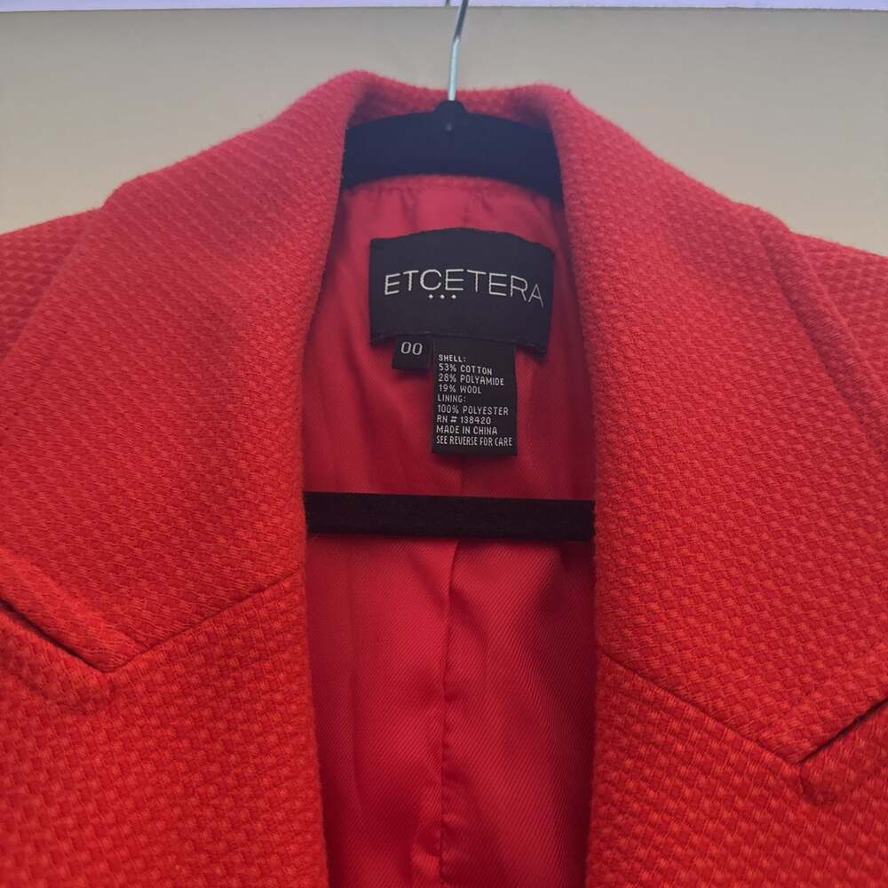Etcetera Red Bright Single Button Wool Blazer Jac… - image 2